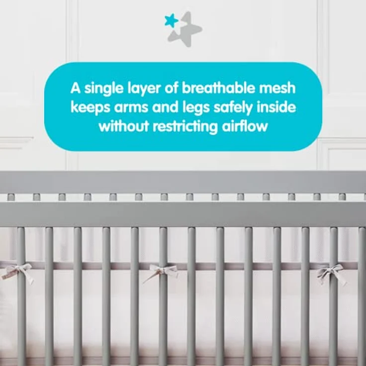 BreathableBaby Airflow Mesh Liner, Weiß, 4-seitiges Babybett – Bild 4