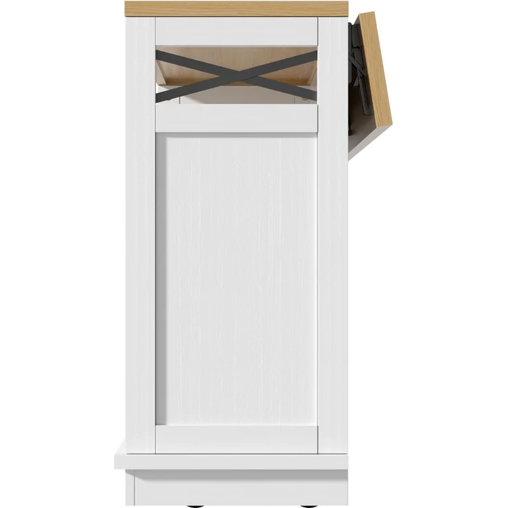 Kücheninsel 118x43-80x98 cm, weißer Küchenwagen mit klappbarer Holzoptik-Arbeitsplatte und Metallrahmen, 98cmx118cmx43-80cm – Bild 10