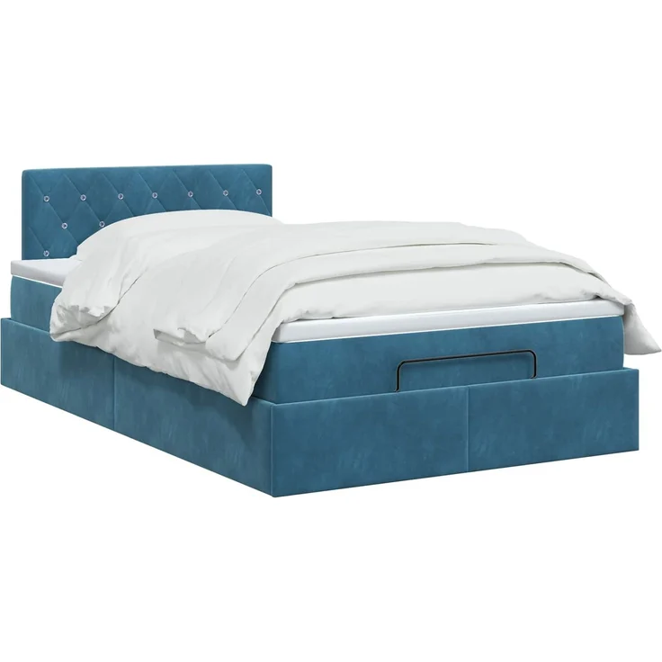 vidaXL Ottoman Bett mit Matratze Dunkelblau 120 x 200 cm Samt 3457645 – Bild 3