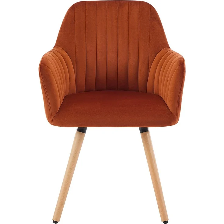 Vente-unique - Stuhl mit Armlehnen 2er-Set - Samt & Metall in Holzoptik - Terracotta - ELEANA – Bild 4