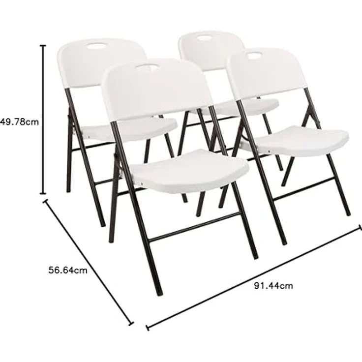 Amazon Basics Klappbarer Kunststoff-Stuhl, 157,5 kg Tragkraft, Weiß, 4er-Set – Bild 4