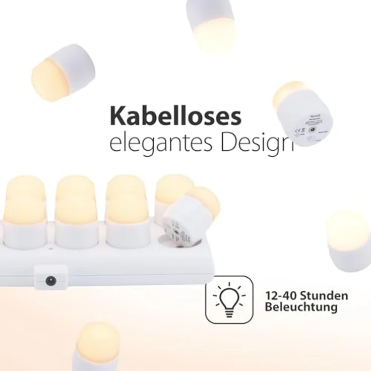 SECURIT – Wiederaufladbares LED-Teelicht-Set Amsterdam – Kabellos – Magnetisch – Für Bar, Café, Restaurant – Warmweiß – 12 Kerzen, Fernbedienung, Basis, Ladekabel inklusive, Weiß – Bild 3