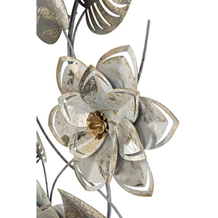 MyFlair 19568 Wandbild, handgefertigte Metall-Dekoration mit Blumen-Design, Silber, 39 x 6 x 69 cm – Bild 2