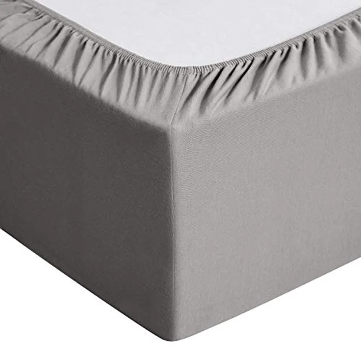 Amazon Basics Jersey Spannbettlaken, 100% Baumwolle, atmungsaktiv und maschinenwaschbar, für Matratzenhöhe bis 30 cm, 200 x 200 cm, Dunkelgrau – Bild 4