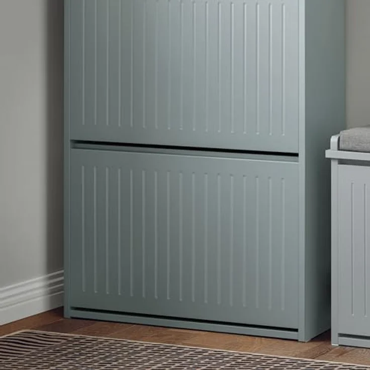 SoBuy Schuhschrank, Grau, 3-klappige Schuhaufbewahrung aus MDF, 61x120x26 cm, belastbar bis 26 kg – Bild 7