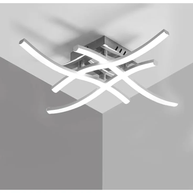 Goeco Deckenlampe LED Deckenleuchte Modern 24W Flurlampe Decke mit 4 LED-Boards Kaltweißes Licht 6500K LED Lampen Deckenbeleuchtung für Schlafzimmer Wohnzimmer Küche, Silber 46 cm * 46 cm – Bild 9