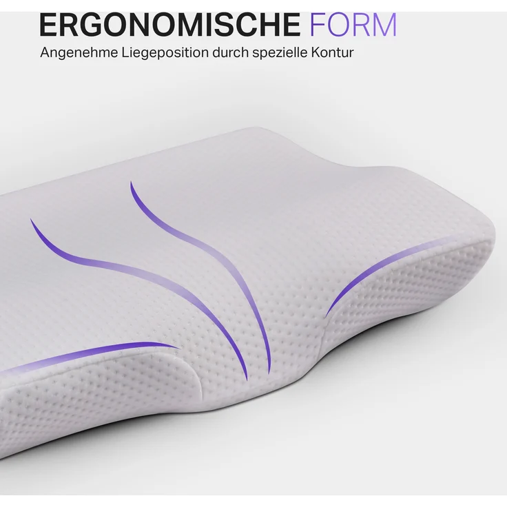 Nackenstützkissen 36x57x10cm - Memory Foam Kopfkissen, Orthopädisches Ergonomisches Nackenkissen mit abnehmbaren Bezug - ÖKO TEX – Bild 2