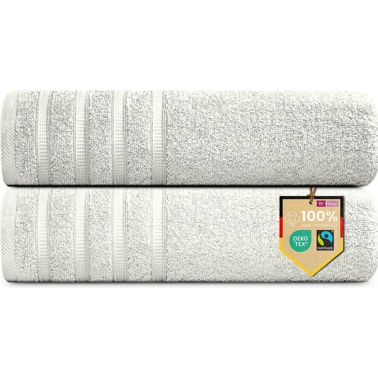 2er Set Saunatücher Plain creme 90x200 - Größe: 90x200, Farbe: Creme