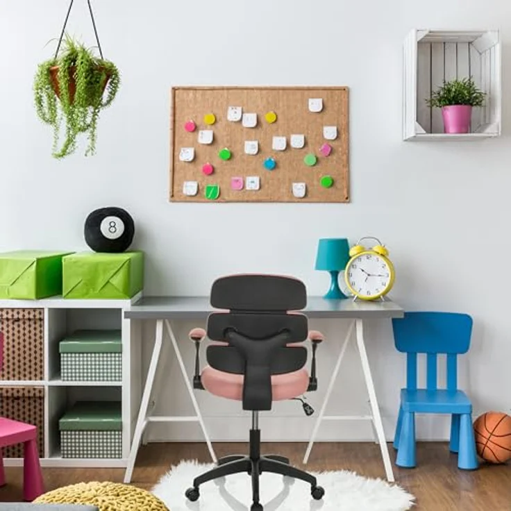 hjh OFFICE Kinderdrehstuhl Kid ERGOLINO B Drehstuhl mit ergonomischer Rückenlehne, Rosa, 736434 – Bild 7