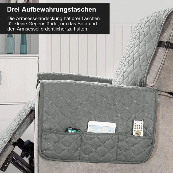 ANYSUN Sesselschoner Liegesofa Sesselbezug, Sesselschoner mit Taschen Sesselüberwurf, Wasserdicht,Anti-Schmutz Waschbar Sesselschutz für Hunde Haustiere – Bild 3