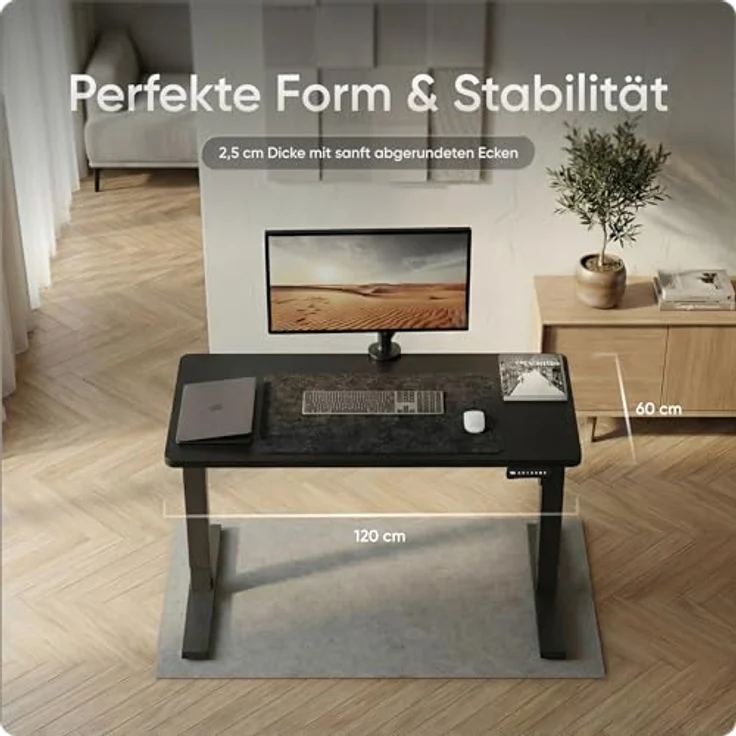 DESKSPACE Massive Tischplatte 25 mm, robust, wasserfest und pflegeleicht, melaminbeschichtet, montagefreundlich – Bild 3