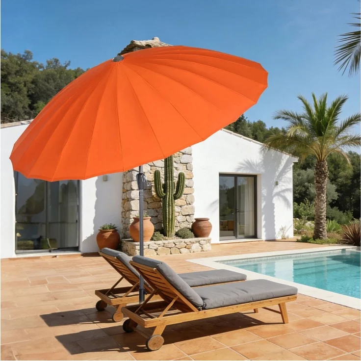 Angel Living Sonnenschirm 2,5m, Gartenschirm mit Kurbel & 45° Neigungswinkel, UV-Schutz 30+, ohne Ständer, wasserabweisender Ampelschirm für Balkon, Terrasse & Garten – Bild 3