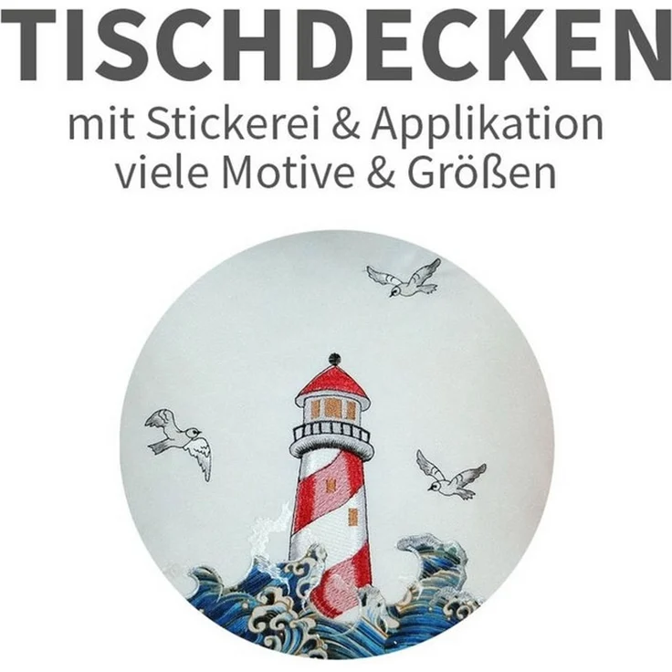 matches21 HOME & HOBBY Tischdecke Tischdecke YVONNE Leuchtturm Stickerei Polyester maritim 85x85 cm (1-tlg), Pflegeleicht & waschbar bei 30 °C – Bild 2