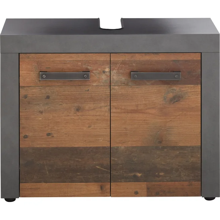 Trendteam 'Cancun' Waschbeckenunterschrank, Holz, 72 x 56 x 34 cm, Old Used Wood / Matera grau
