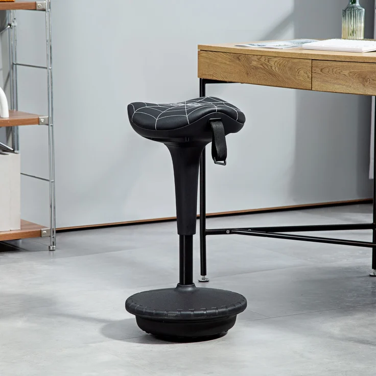 Bürohocker mit Schwenkfunktion, ergonomischer Hocker, höhenverstellbar 65,5-83,5 cm 120° schwarz schwarz--Schwarz--83.5x34x34cm--YOUDENOVA – Bild 4