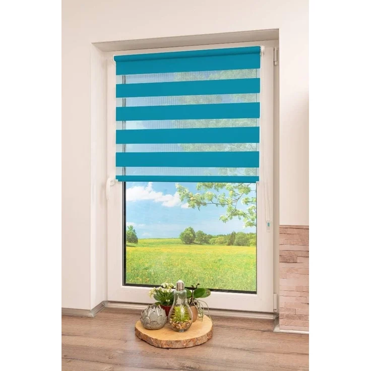 K-Home Klemmfix Doppelrollo Madrid ohne Bohren Petrol 45x150 cm (B x L) – Bild 3