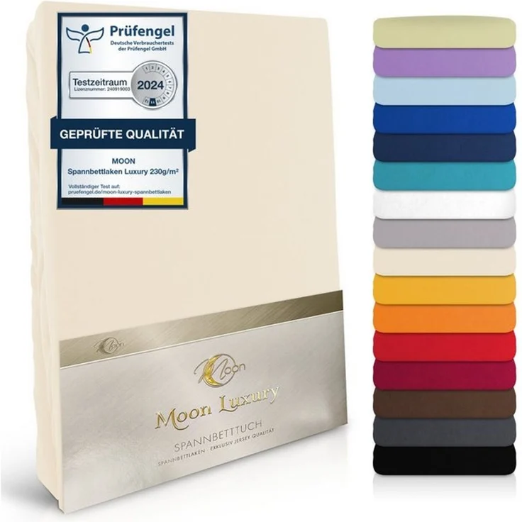 MOON Heimtextilien Spannbettlaken MOON-Luxury Spannbettlaken Jersey Stretch 230g/m², 97% Mako-Baumwolle 3% Elastan – Bild 4