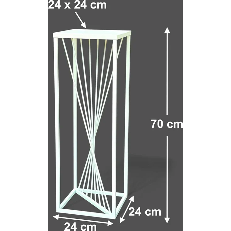 DanDiBo Blumenhocker, Metall Eckig, Weiß, 70 x 24 x 24 cm – Bild 3