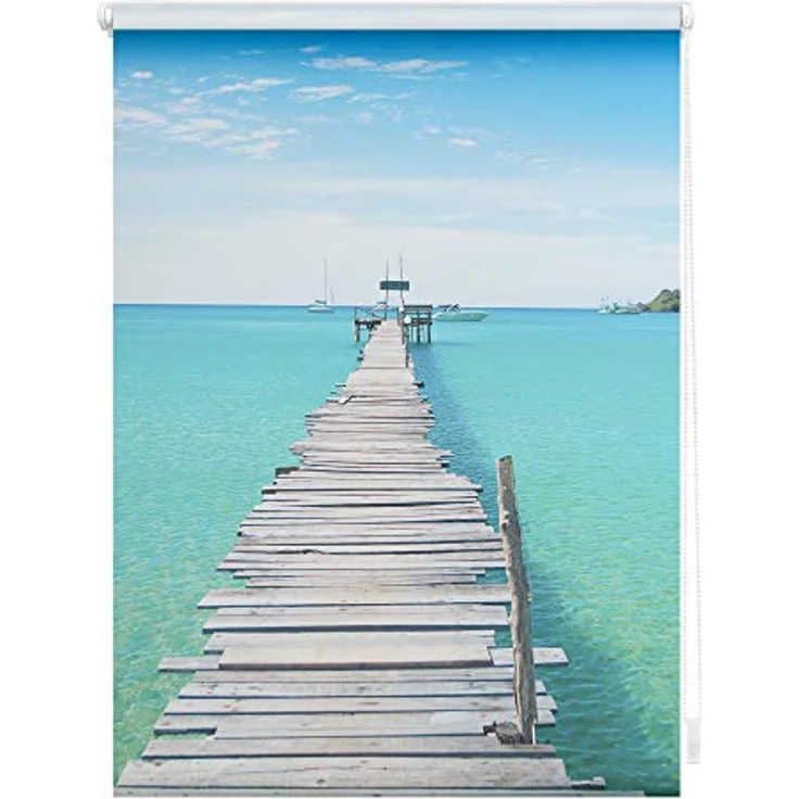 Seitenzugrollo Rollo Klemmfix, ohne Bohren, blickdicht, El Mar - Blau, LICHTBLICK ORIGINAL, blickdicht, freihängend, Klemmfix – Bild 2