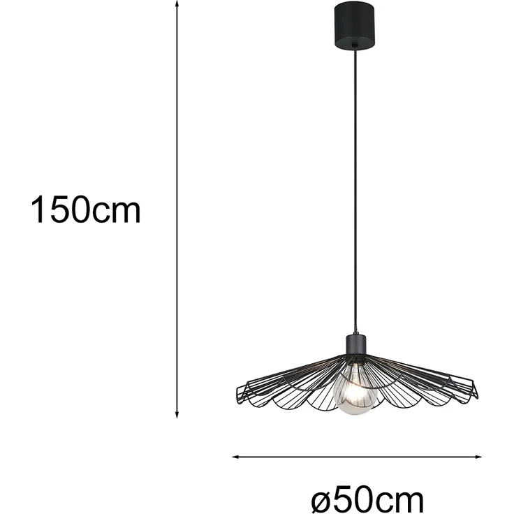Pendelleuchte MARGARITA mit gefächertem Metall Gitterschirm Ø 50cm – Bild 4