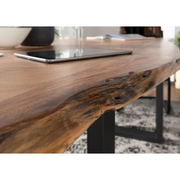 Baumtisch Akazie 140x90x76 natur Beine anthrazit matt FREEFORM 3 – Bild 4