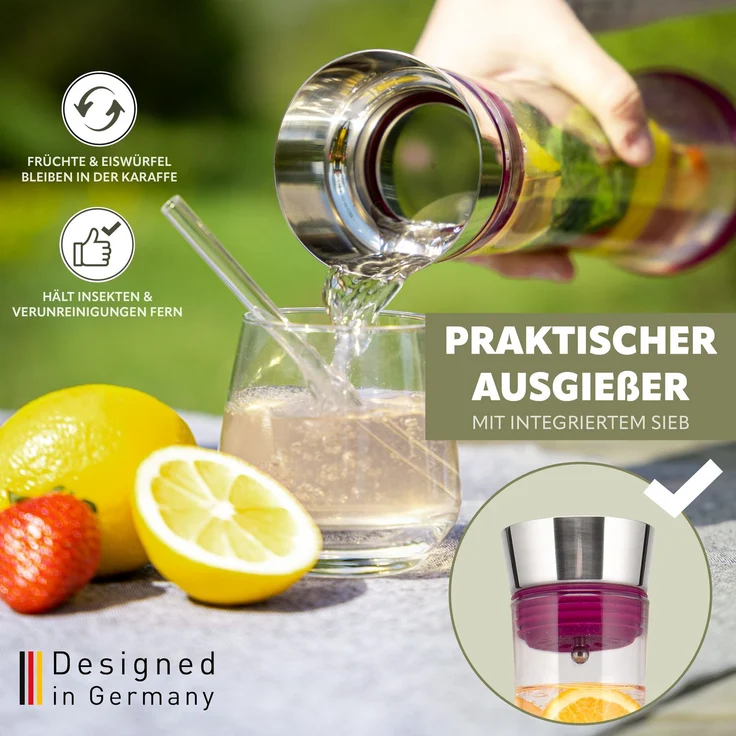 bremermann Karaffe CAROLA mit Silikonfuß - zerlegbarer Deckel - 1 Liter – Bild 3