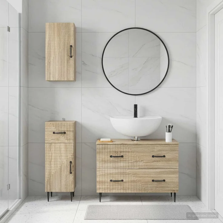 vidaXL 3-teiliges Badezimmer-Schranksystem HAARLEM Sonoma-Eiche 3417776 – Bild 1