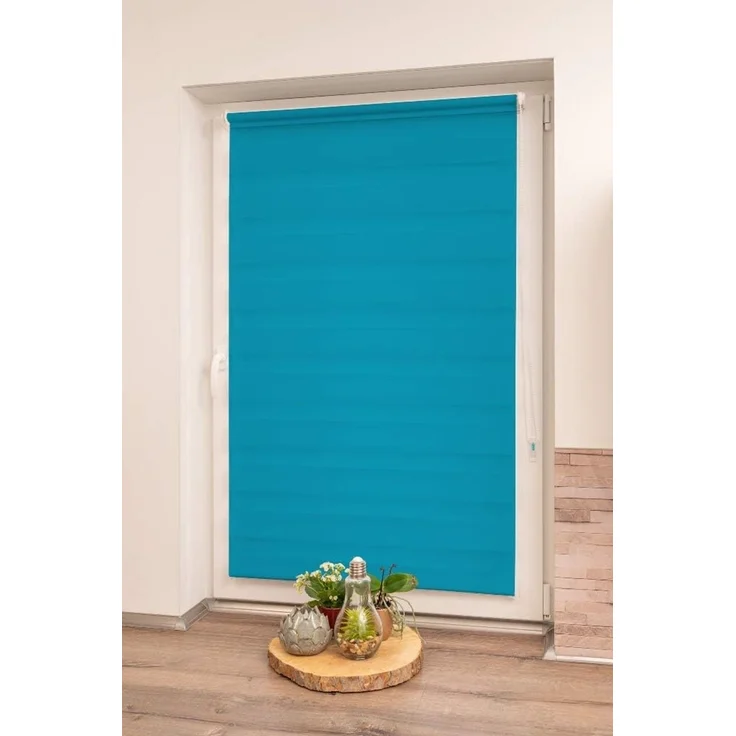 K-Home Klemmfix Doppelrollo Madrid ohne Bohren Petrol 45x150 cm (B x L) – Bild 2