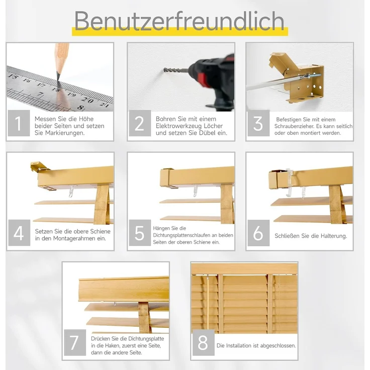 Sekey Holzjalousie 60x130cm, Naturholz – Bild 7