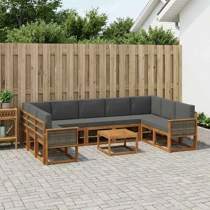 vidaXL Outdoor-Sofagarnitur 10 stk. 9-Sitzer Natur und Anthrazit 3385548 – Bild 1