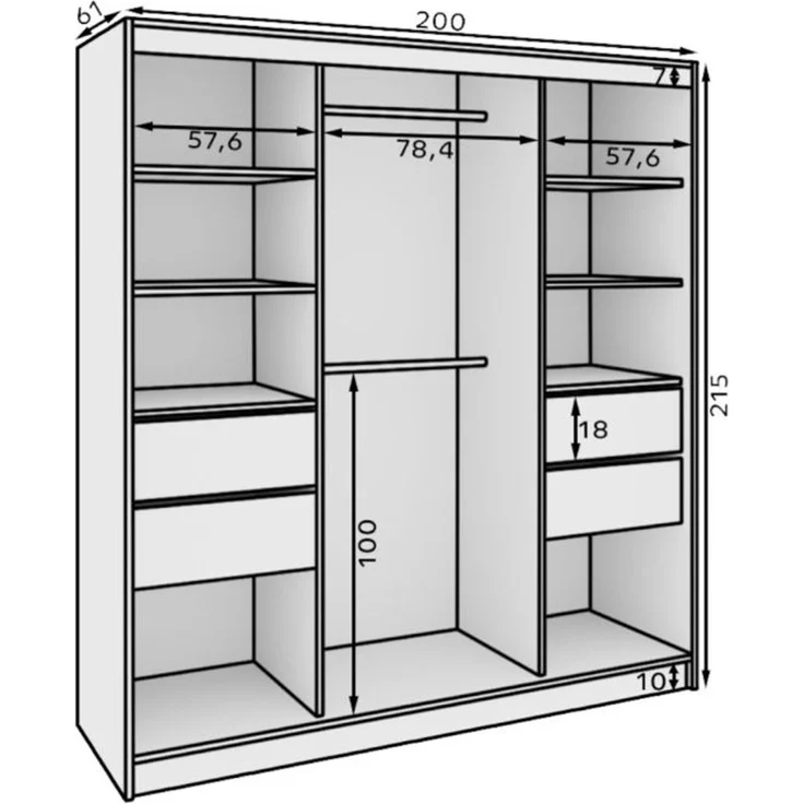 Schiebetürenschrank Schrank ALFA in Sonoma- Tür Applikation Silber 200x215x61 cm – Bild 4