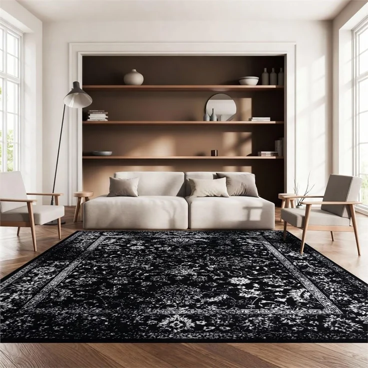Safavieh Teppich 183x244 cm - Adirondack Collection - Traditionell Design, Schwarz & Elfenbein, Pflegeleichte Synthetikmischung, Ideal für Wohnzimmer, Schlafzimmer, Büro