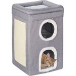 Relaxdays Katzenhöhle 3 Ebenen, Grau, 63 x 40 x 40 cm