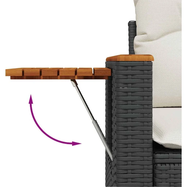 vidaXL 4-tlg. Garten-Sofagarnitur mit Kissen Schwarz Poly Rattan 3325948 – Bild 8