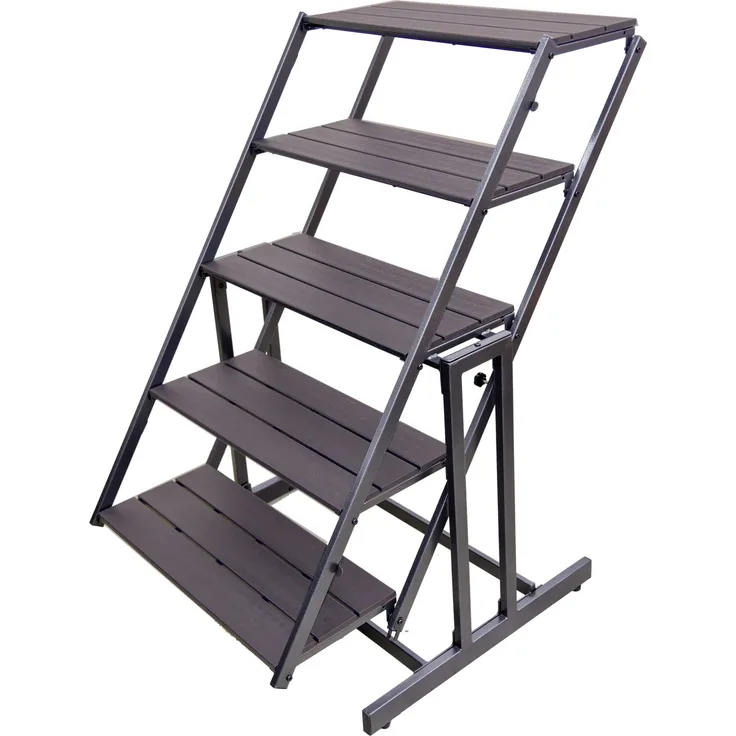 Garden Pleasure Pflanzregal Blumenregal Pflanztreppe TABORA in Holz-Optik klappbar Grau 70,2x131x131 cm