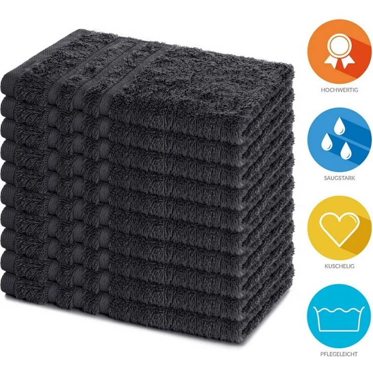 Lavea Gästehandtücher 30x50 cm, 10er Set Gästehandtuch, Elena-Frottee Handtuch, Gästetuch, (Set, 10-St), 500 g/m² Frottier, weich & saugstark, pflegeleicht – Bild 2