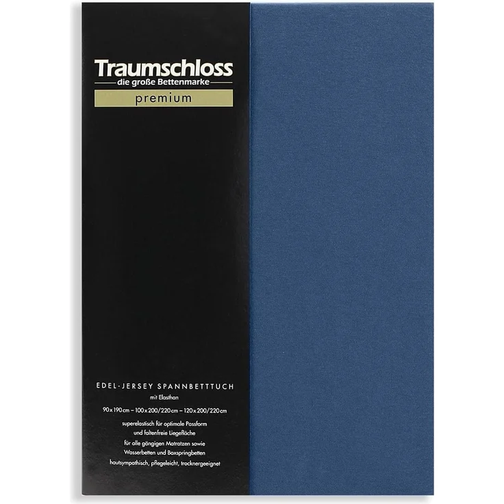 Traumschloss Premium Edel-Jersey Spannbettlaken marine 140-160x200-220 – Bild 1