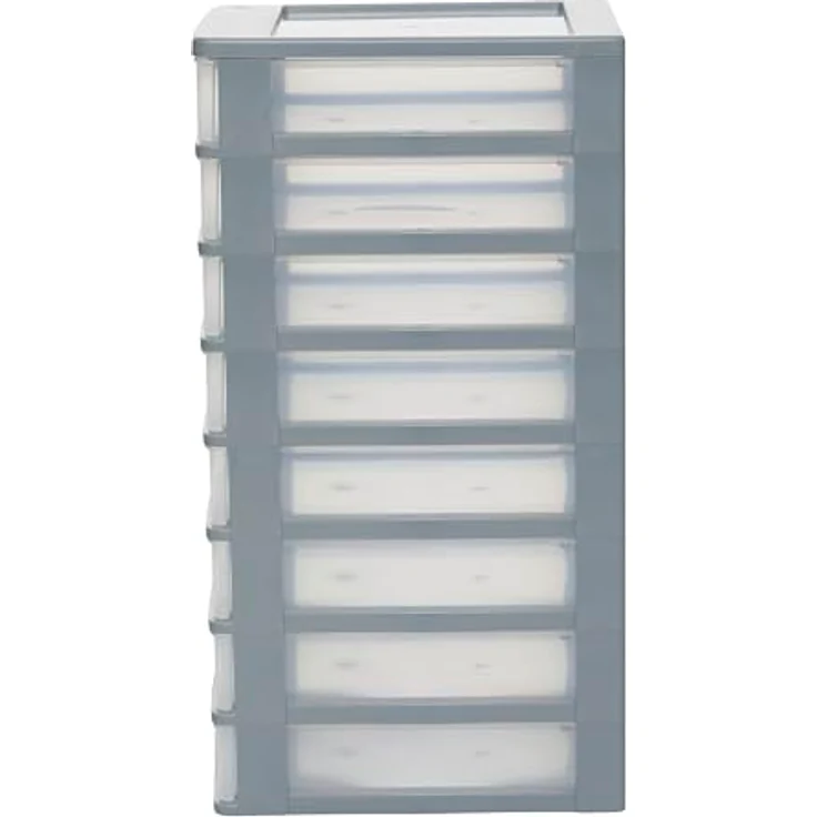 Iris Ohyama, Kunststoff Schubladenbox mit 8 tiefen Schubladen, Grau, Easy-Pull-System, A4, A5 & A6 Format, Schreibtisch Organizer für Büro, Schule, Schreibwaren, BPA-frei, Schubladenschrank, OCH-2080 – Bild 6