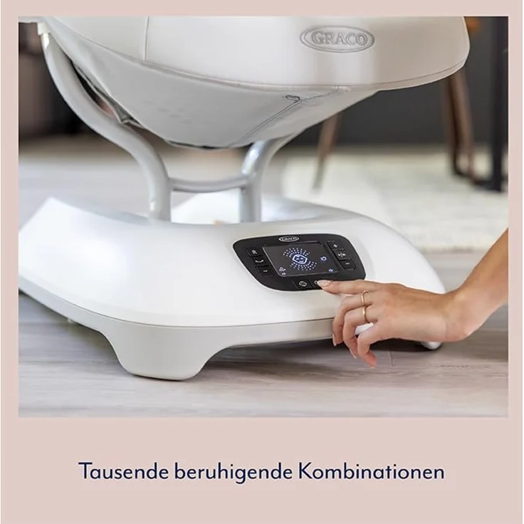 Graco Eluma™ Sway elektrische Babyschaukel mit Cry-Detection Technologie, erkennt Babyweinen und reagiert selbstständig, ab Geburt bis ca. 9 Monate (9 kg), 3-fach verstellbarer Sitz, weiß, Rori – Bild 5