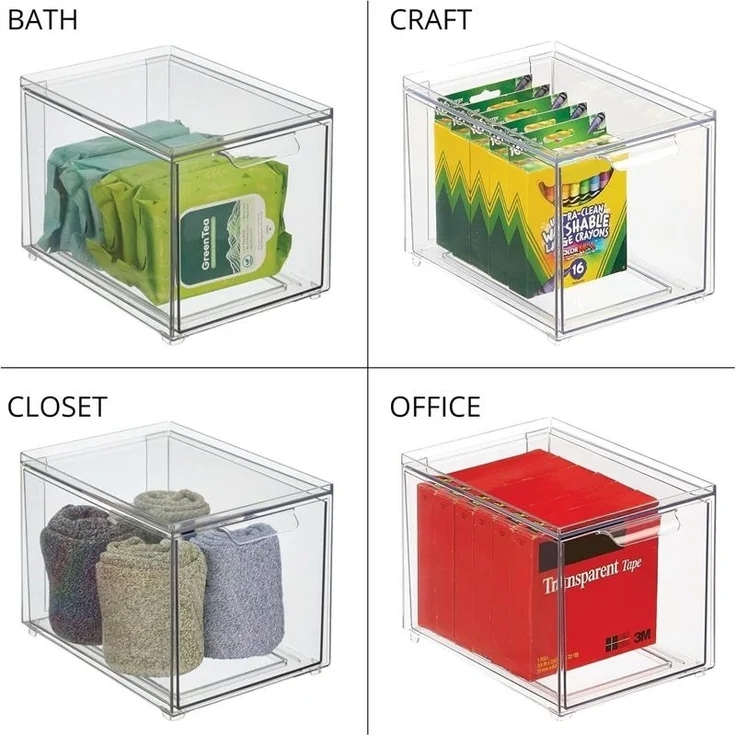 Aufbewahrungsbox Schuhbox stapelbar mit Schublade Organizer mDesign transparent – Bild 6