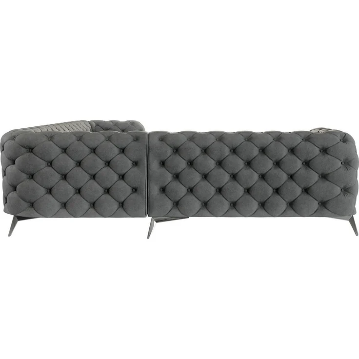 S-Style Möbel Ecksofa Chesterfield Kalina mit Silber Metall Füßen, Die Eckeinheit kann entweder rechts- oder linkshändig sein, mit Wellenfederung – Bild 2