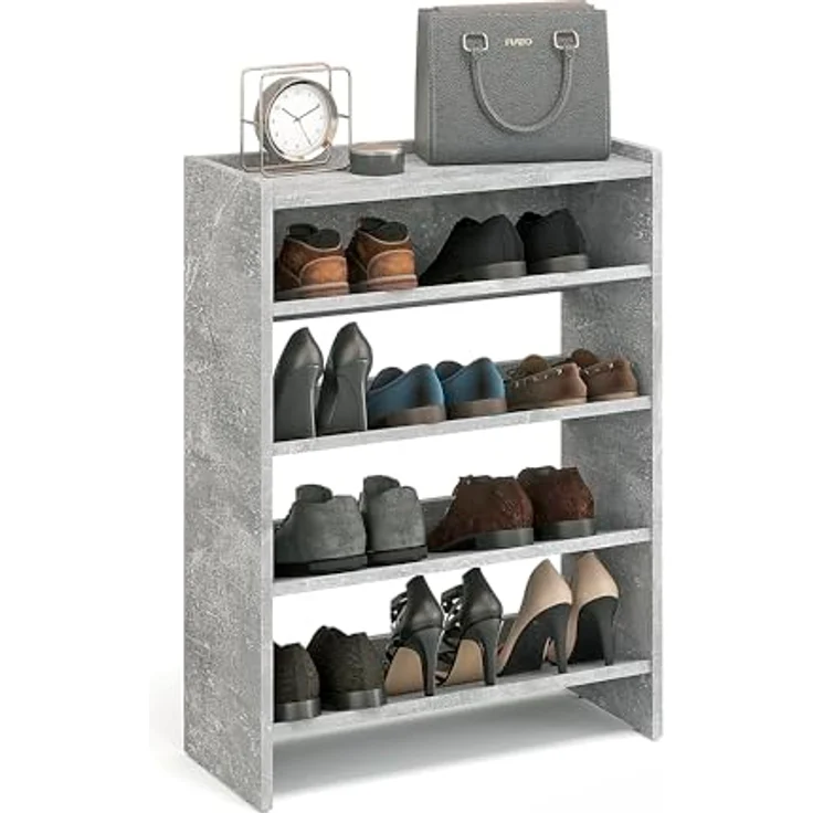 KOMTO Schuhregal Elexis 4 Schmal - Schuhablage Flur mit 4 Ebenen Offener Schuhschrank, Schuhschrank Schuh Organizer Platzsparend, 60 x 25 x 80 cm – Bild 2