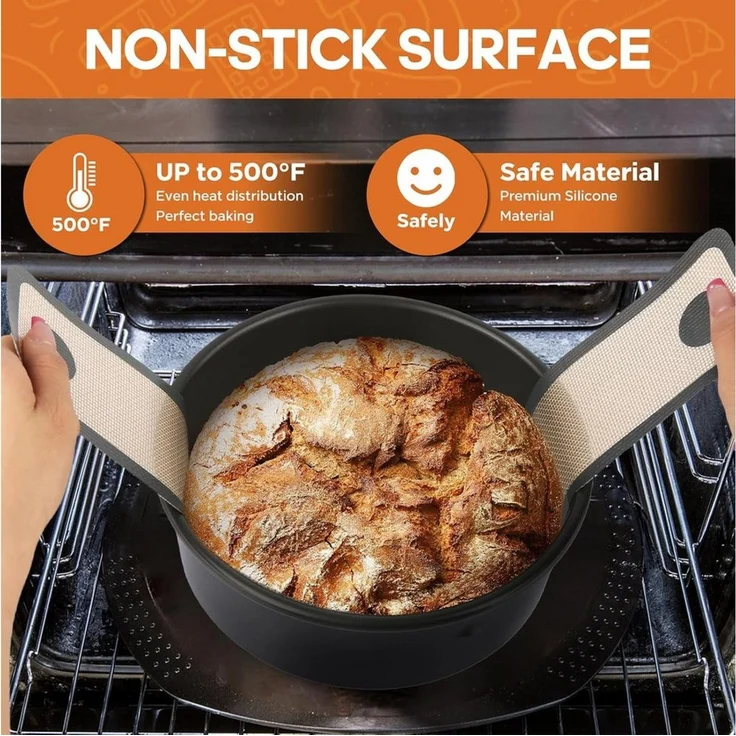 FELIXLEO Backmatte 2er Set Silikon Backmatte für Dutch Oven Brot Backen, (1-tlg) – Bild 3