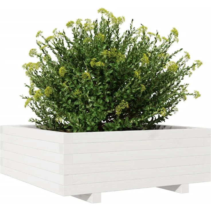 vidaXL Pflanzkübel Weiß 70x70x26,5 cm Massivholz Kiefer 847304 – Bild 3
