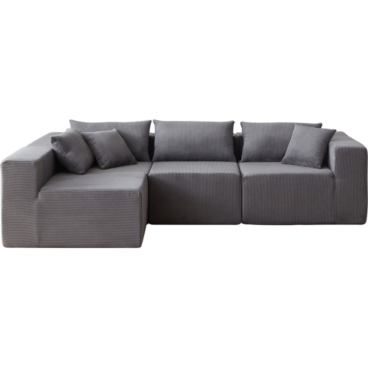 Modulares Ecksofa aus Cord, 4-teilig und frei kombinierbar, 264x167x71 cm, Grau – Bild 5