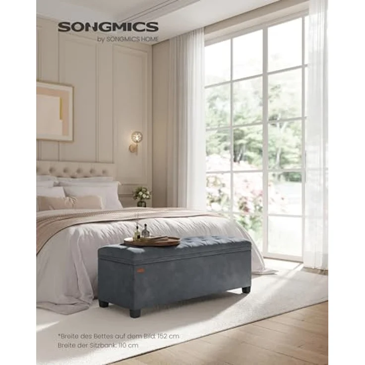 SONGMICS Sitzbank Sitzhocker mit Stauraum, Sitzbank mit Beinen, Fußbank – Bild 2