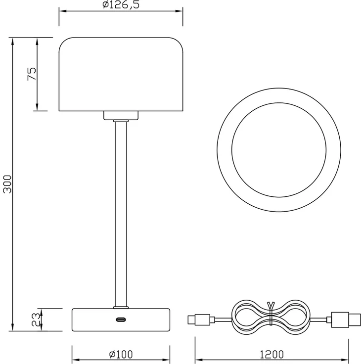 Reality Leuchten 'Jeff' LED Akku Tischleuchte inkl. 1.5 Watt LED, 4 fach Touch, Metall schwarz matt, Ø 10 x H 30 cm – Bild 8