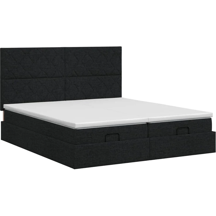 vidaXL Ottoman Bett mit Matratze mit Kopfteil 2 Stk. Schwarz Stoff 3457878 – Bild 8