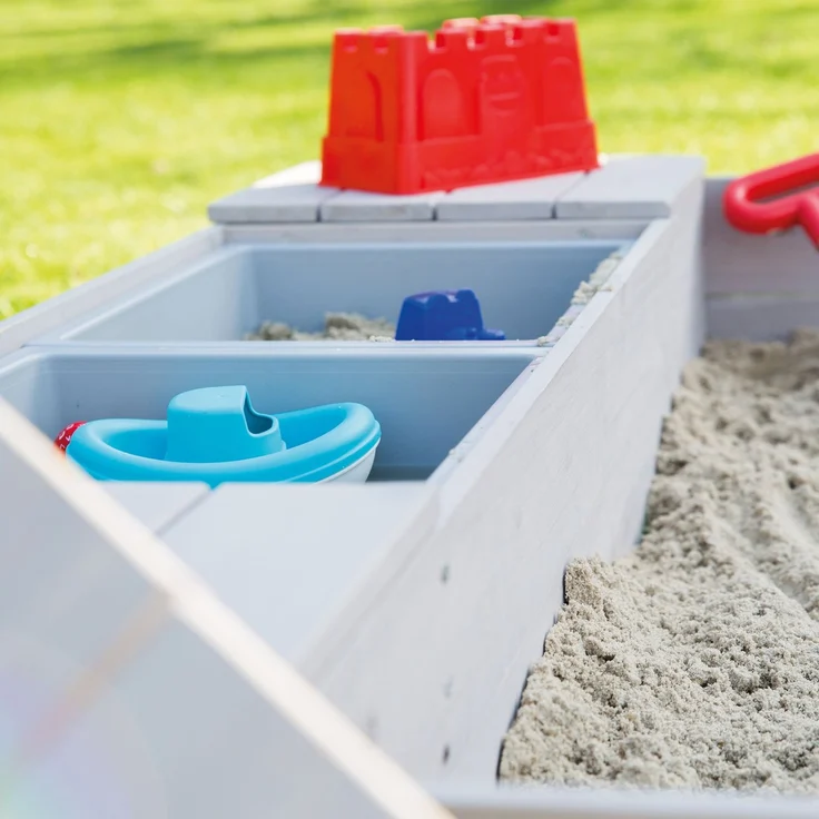 roba Sandkasten 'Outdoor+' mit 2 Spielwannen - wetterfest - Massivholz - Grau lasiert – Bild 8