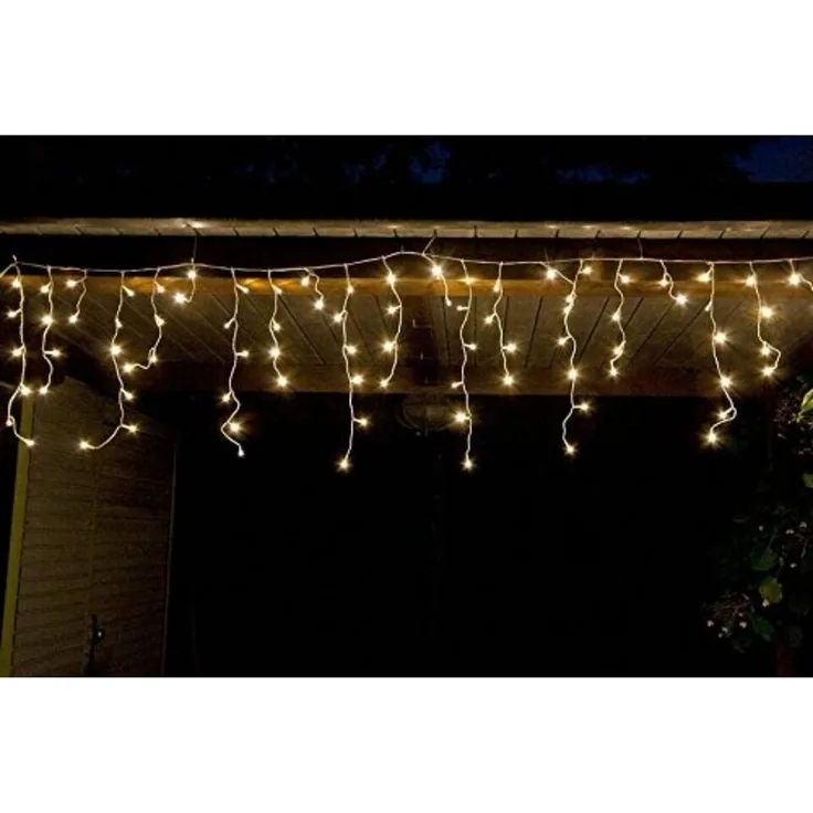 LED-Eisregen-Lichterkette 12 m 480 LED warmweiß IP44 Adapter